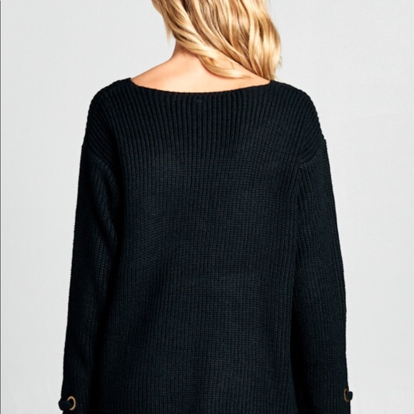 LACE UP V NECK SWEATER - Picture 4 of 4